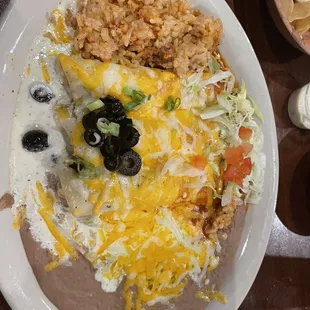 Enchiladas with all three sauces