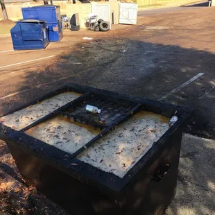 Grease goes all the way across the parking lot.