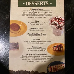 Dessert Menu