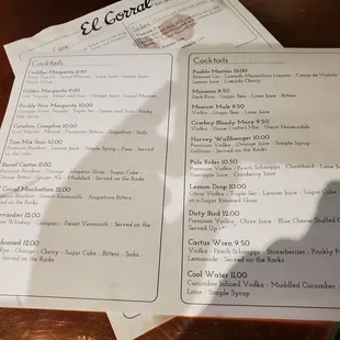 menu