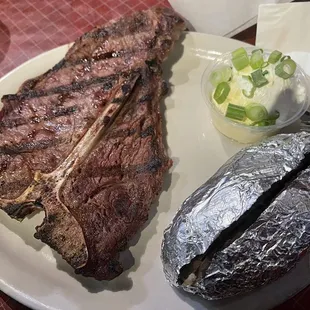 T-bone with baked potato