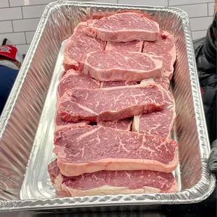 a tray of raw meat