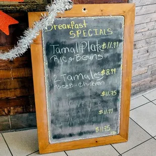 a chalkboard sign
