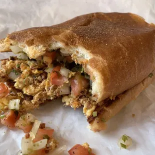 Chorizo egg breakfast torta