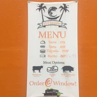 Menu update as of 2/16/2018 - have already increased prices for tortas and burritos