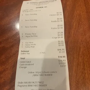 Taco Tuesday! Not too bad with a large agua fresca!