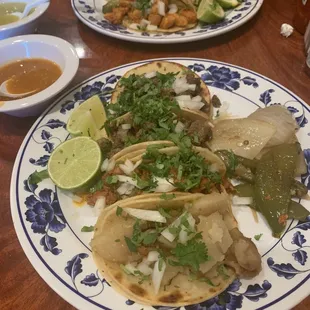 Top: chicken tacos Bottom: carne asada Pastor Potato