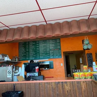 Inside -  menu on the wall