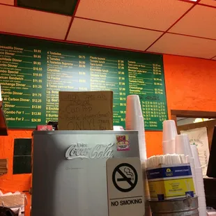 the menu of the restaurant