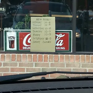 New hours of operation - photo taken on 9/3/14