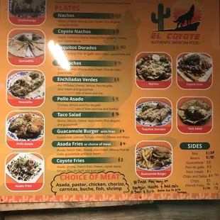 a menu for a mexican restaurant
