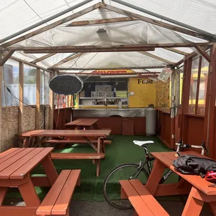 Places to sit, where you order, my bike