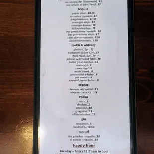 menu