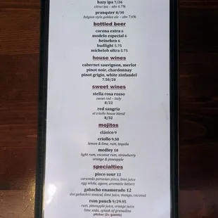 menu