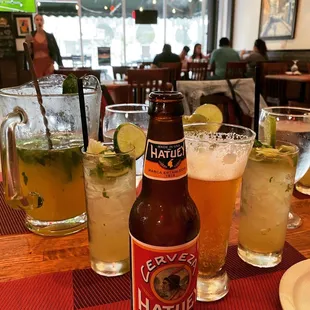 Pitcher of Mojitas and a ice cold beer