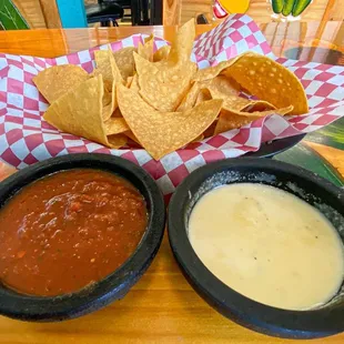 Chips &amp; salsa ...AND queso was included!!!