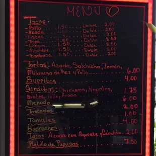 The nice, simple, short menu!!