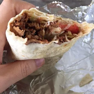 The inside of my carne asada burrito!! I liked it.