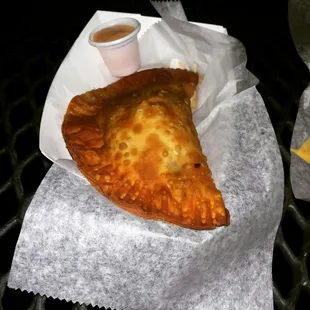 The empanada, sadly filled with grease.