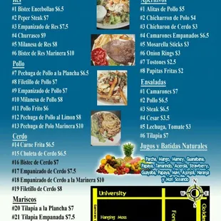 a menu for a mexican restaurant