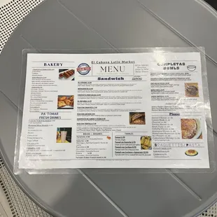 The menu