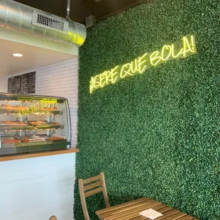 Bakery cabinet &amp; indoor seating