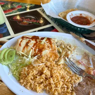 Yum. Fresh and good chicken chimichanga and they make flour ships instead of corn