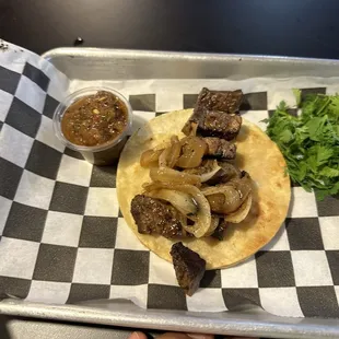 This is the KING!!! 11/10, the Carne Asada Street Taco. The tortillas are perfect, the meat is perfect, just chef's kiss, PERFECT!