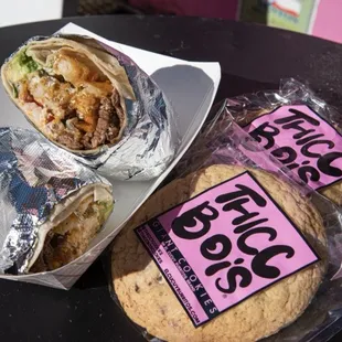 El Cucuy burrito with thicc bois giant cookies