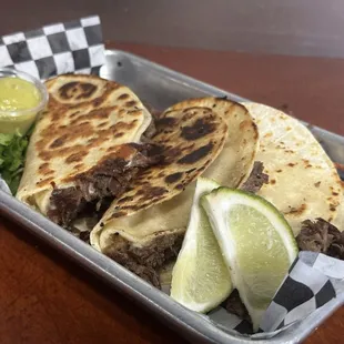 QUESABIRRIA TACOS W/ AVOCADO SALSA