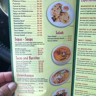 Page 1 of the Menu