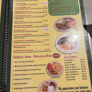 a menu for a mexican restaurant