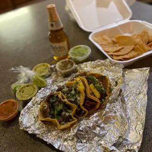 Pastor and carne asada tacos