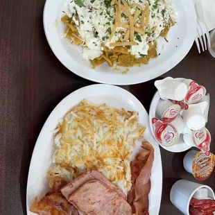 Porky breakfast I asked for no egg or sausage with green chilaquiles