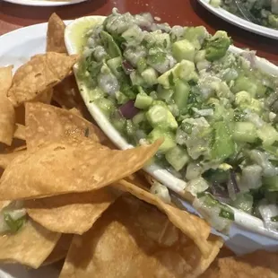a plate of tortillas and guacamole