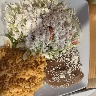 Flauta Dinner. 3 flautas under the lettuce and they were perfect.