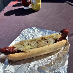 Spicy Polish w/grilled onions