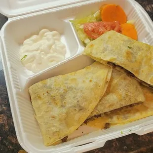 Asada quesadilla for $9.