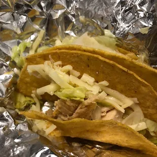 Shredded chicken tacos...