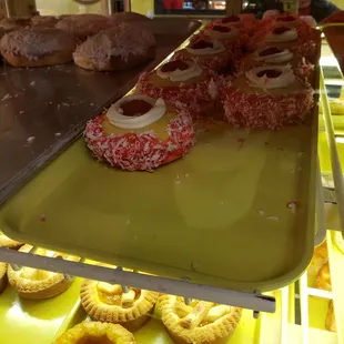 a tray of doughnuts