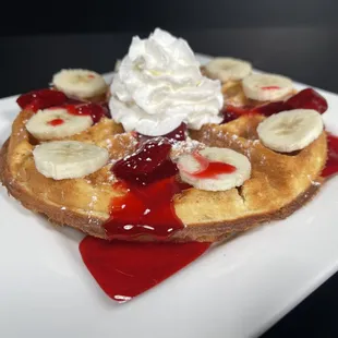 Strawberry &amp; Banana Waffle! One of our customers favorite right here!