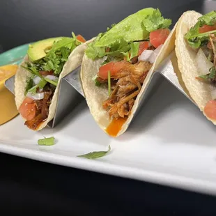 Our delicious Ricos Tacos! Comes with avocado, tomatoes, onions, rice &amp; beans!