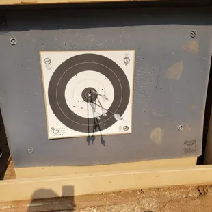 They have upgraded from haybales to very nice foam target blocks.