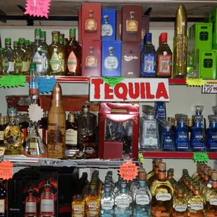 shelves of liquor