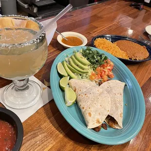 Pastor street tacos and top shelf Margarita.