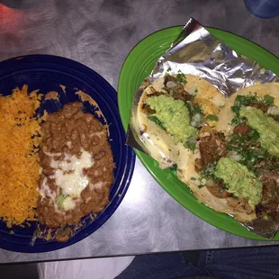 Tacos carnitas. Careful!  Hot plate!