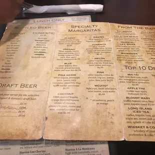 Drink menu