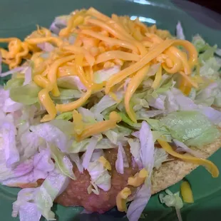 Bean tostada (sans tomatoes)