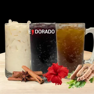 three different drinks