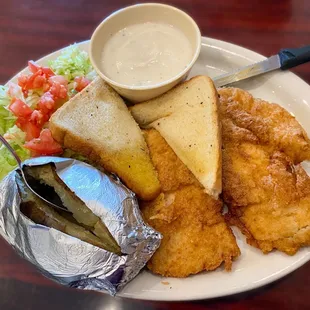 Chicken fried chicken with gravy on the side